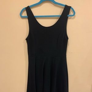 Lush Black Ribbed Skater Dress- Size L